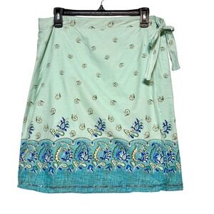 Vtg Y2K Old Navy Coastal Cottagecore Wrap Skirt Womens Size 12 Boho Gardencore